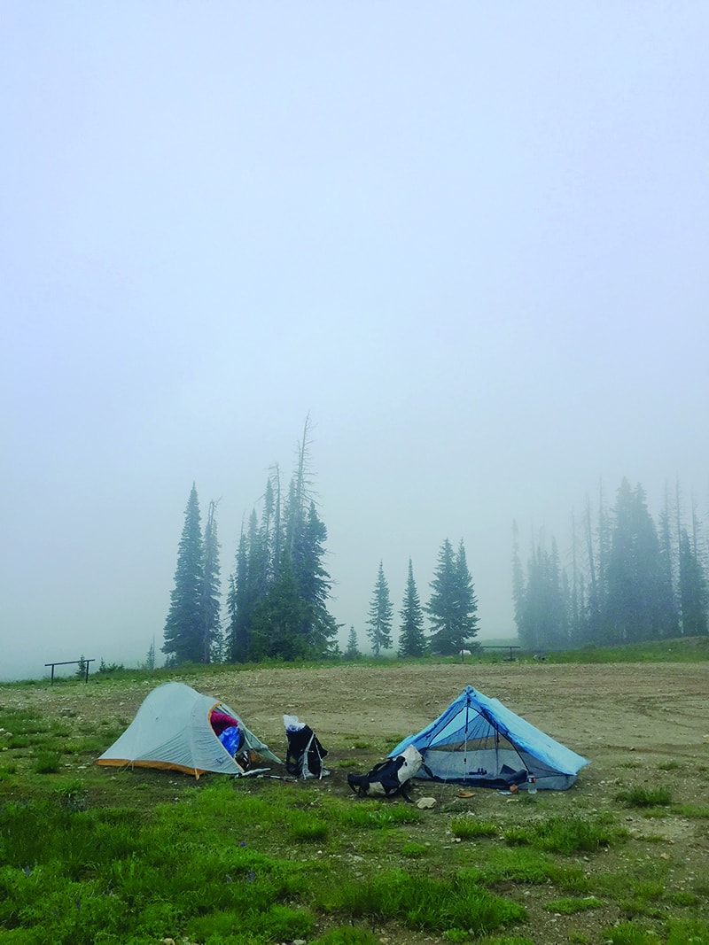 Tents in the fog